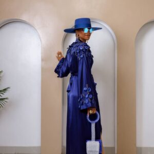 Nocturne robe available in black and sapphire blue