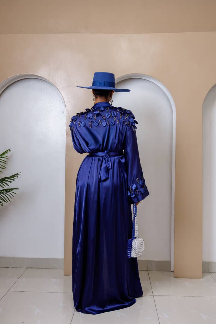 Nocturne robe available in black and sapphire blue