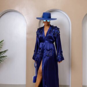 Nocturne robe available in black and sapphire blue